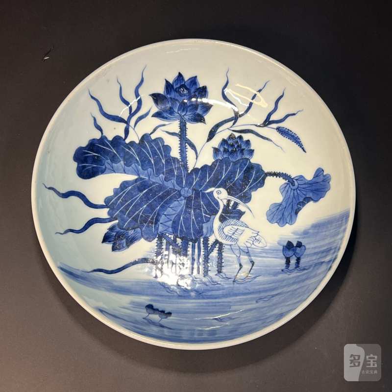 清 青花一路连科纹盘